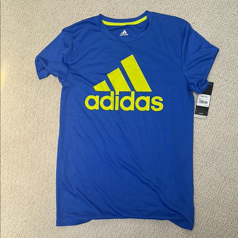 Adidas Tee in Blue with Yellow Logo